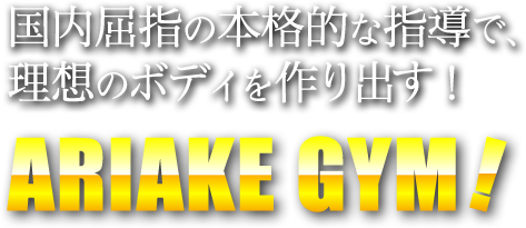 国内屈指の本格的な指導で、
				理想のボディを作り出す！ARIAKE GYM!